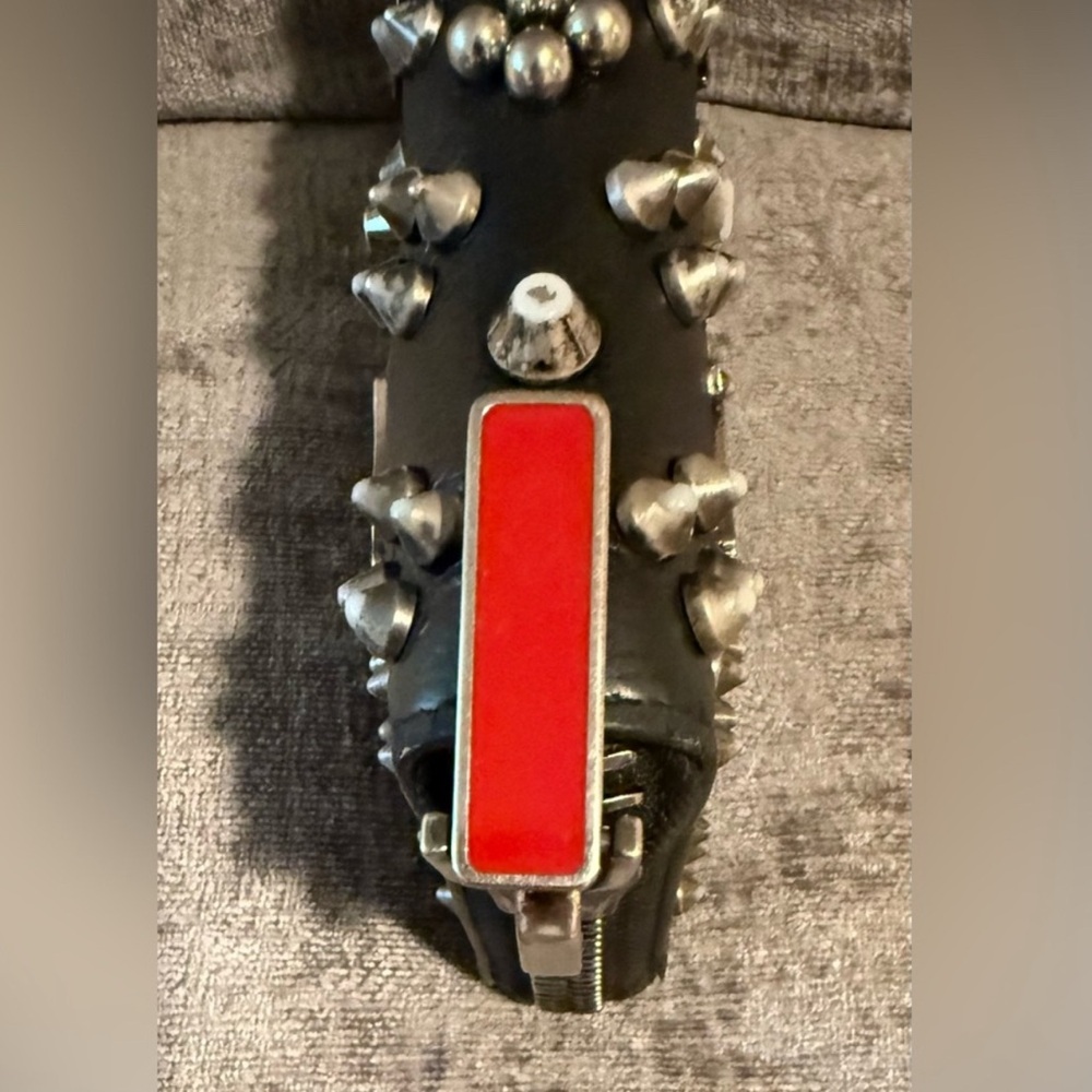 CHRISTIAN LOUBOUTIN BLACK GUN METAL PUNK ROCK DISTRESSED STUDDED WALLET - Picture 7 of 13